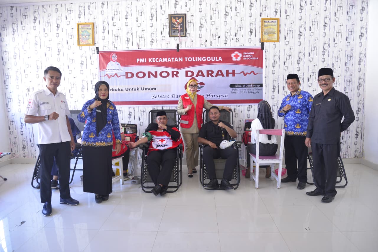 Ketua PMI Nurjanah Hasan Yusuf Pantau Langsung Pelaksanaan Donor Darah di Tolinggula, Camat Toni Abas Ikut Berpartisipasi