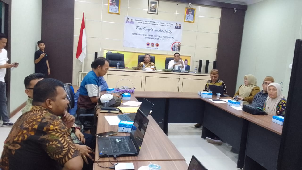 Sekda Gorontalo Utara Hadiri FGD Review Kebutuhan Pasca Bencana Tahun 2026